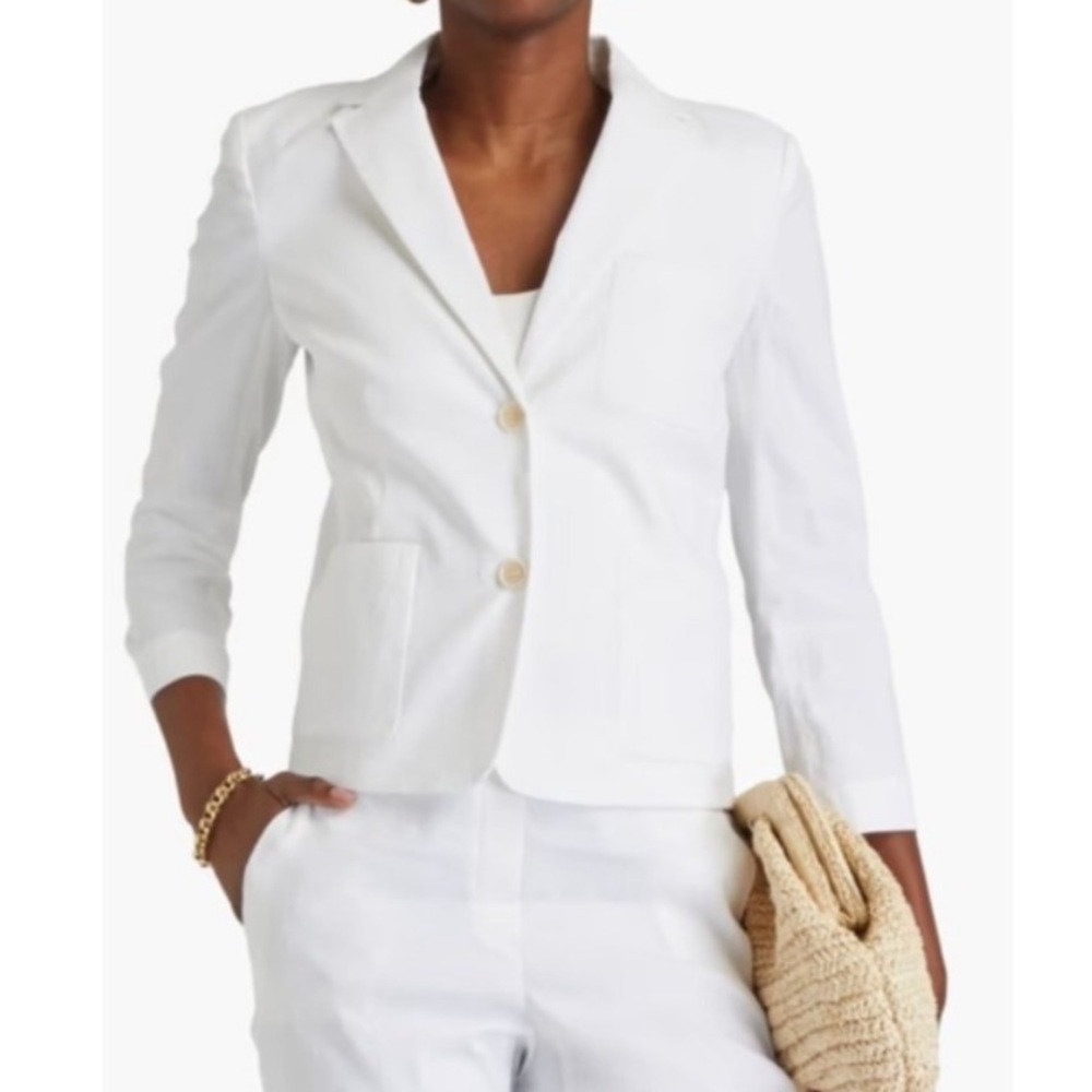 Theory Linen Crunch shrunken Patch Crop Blazer Jacket